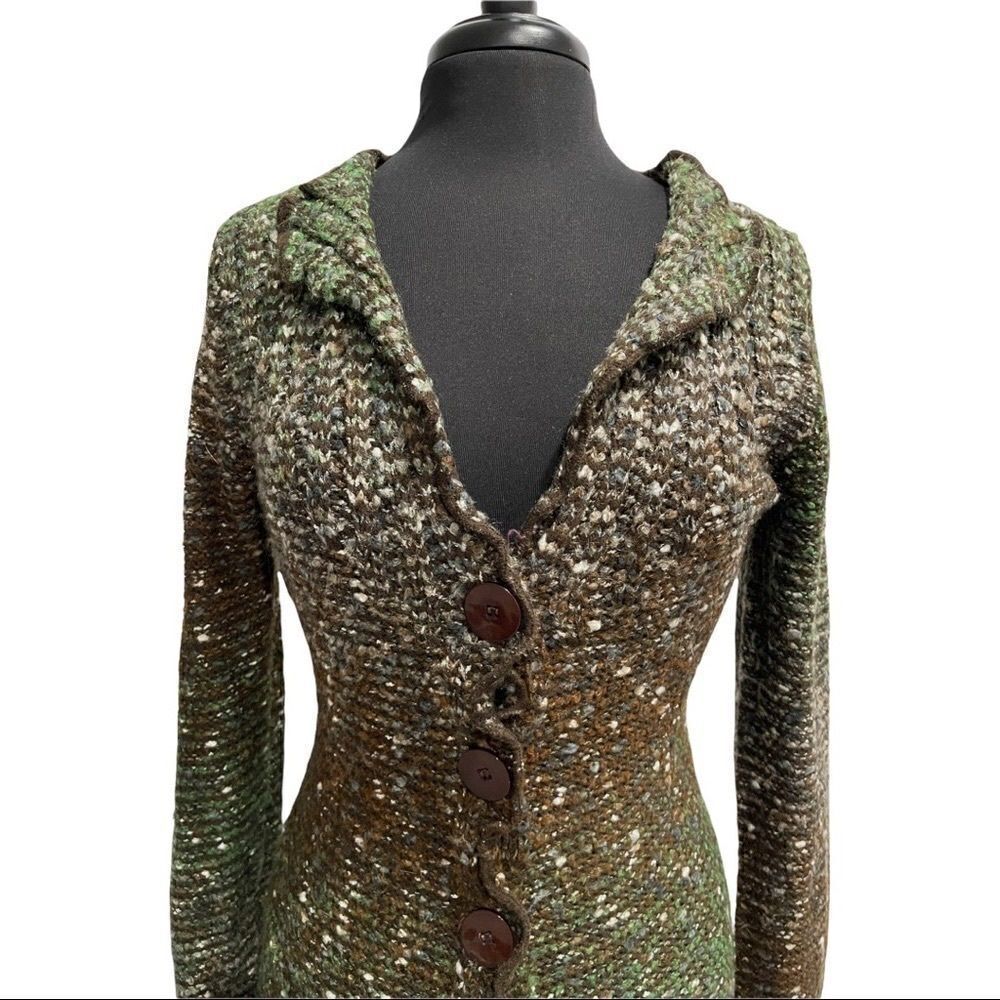 BCBGMaxAzria Ombre Knit Button Front Cardigan Sweater Brown Green Size M - Picture 2 of 13